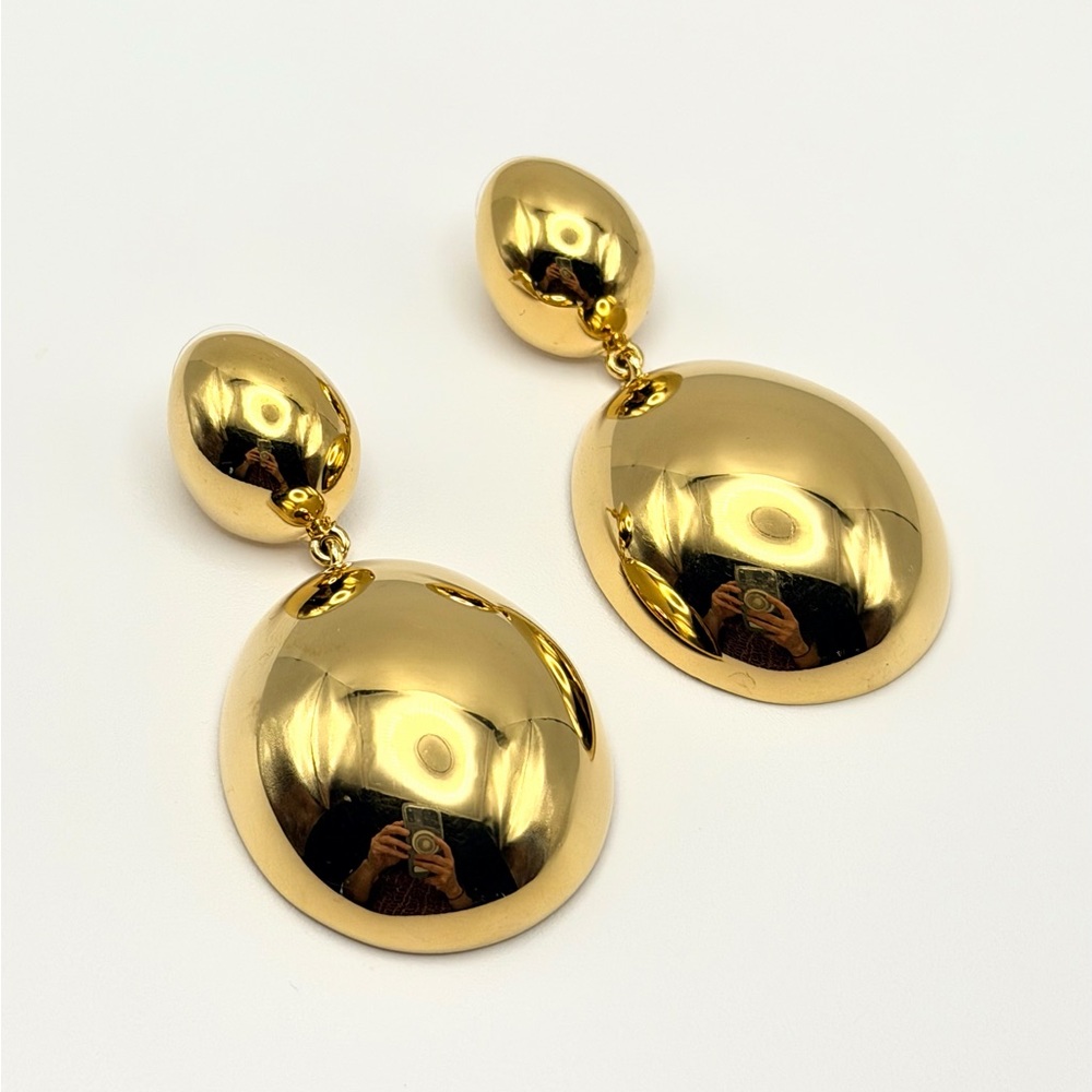Isabel Marant ‘Awa’ Oversized Gold Tone Sculptural Drop Earrings Retail $495